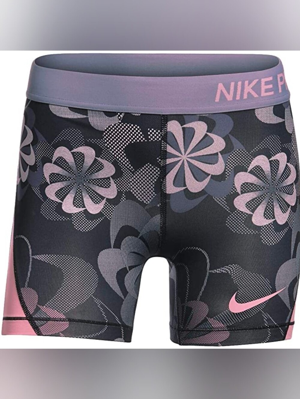 Nike Pro Dri FIT Floral Compression Shorts Black Pink Girls XL